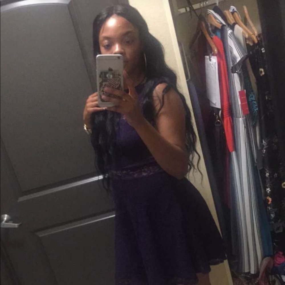 Purple Lace short Flare dress